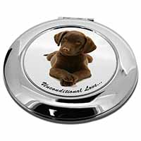 Chocolate Labrador Puppy Make-Up Round Compact Mirror