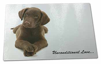 Large Glass Cutting Chopping Board Chocolate Labrador Puppy