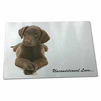 Large Glass Cutting Chopping Board Chocolate Labrador Puppy