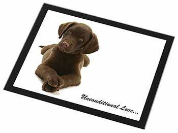 Chocolate Labrador Puppy Black Rim High Quality Glass Placemat