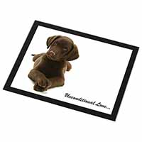 Chocolate Labrador Puppy Black Rim High Quality Glass Placemat