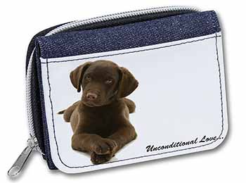 Chocolate Labrador Puppy Unisex Denim Purse Wallet