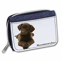 Chocolate Labrador Puppy Unisex Denim Purse Wallet