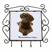 Chocolate Labrador Puppy Wrought Iron Key Holder Hooks
