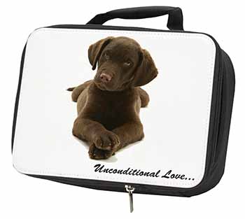 Chocolate Labrador Puppy Black Insulated School Lunch Box/Picnic Bag