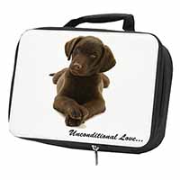 Chocolate Labrador Puppy Black Insulated School Lunch Box/Picnic Bag