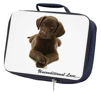 Chocolate Labrador Puppy Navy Insulated School Lunch Box/Picnic Bag