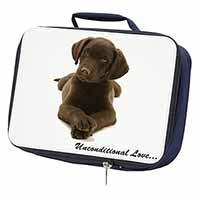 Chocolate Labrador Puppy Navy Insulated School Lunch Box/Picnic Bag