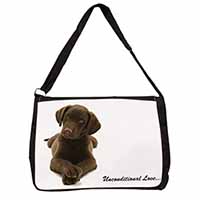 Chocolate Labrador Puppy Large Black Laptop Shoulder Bag School/College