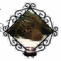Chocolate Labrador Dog Wrought Iron Wall Art Candle Holder