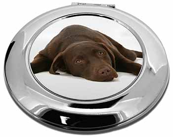 Chocolate Labrador Dog Make-Up Round Compact Mirror