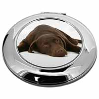 Chocolate Labrador Dog Make-Up Round Compact Mirror