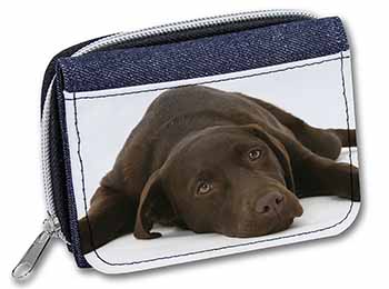 Chocolate Labrador Dog Unisex Denim Purse Wallet