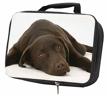 Chocolate Labrador Dog Black Insulated School Lunch Box/Picnic Bag