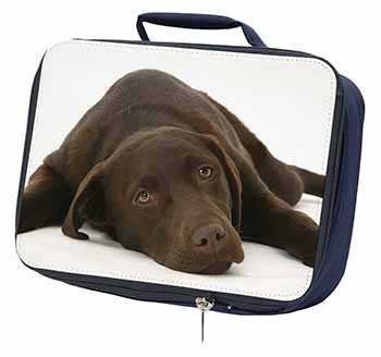 Chocolate Labrador Dog Navy Insulated School Lunch Box/Picnic Bag