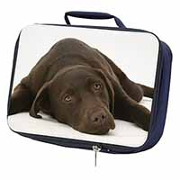 Chocolate Labrador Dog Navy Insulated School Lunch Box/Picnic Bag
