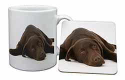 Chocolate Labrador Dog Mug and Coaster Set