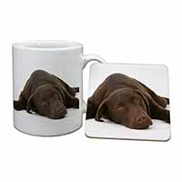 Chocolate Labrador Dog Mug and Coaster Set