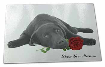 Large Glass Cutting Chopping Board Labrador with Rose 