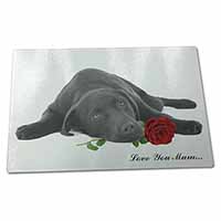 Large Glass Cutting Chopping Board Labrador with Rose 