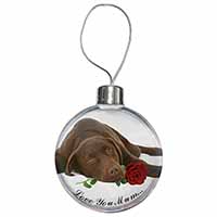 Choc Labrador with Rose 