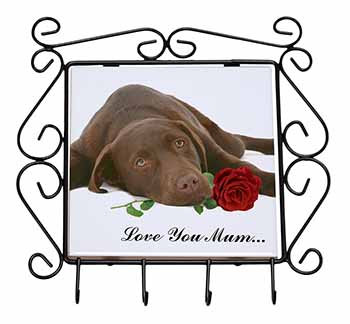 Choc Labrador with Rose 