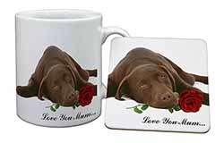 Choc Labrador with Rose 