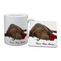 Choc Labrador with Rose 