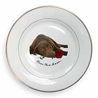 Choc Labrador with Rose 