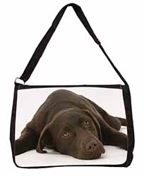 Chocolate Labrador Dog Large Black Laptop Shoulder Bag School/College