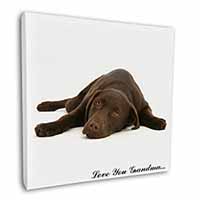 Chocolate Labrador Grandma Square Canvas 12"x12" Wall Art Picture Print