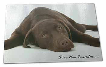 Large Glass Cutting Chopping Board Chocolate Labrador Grandma