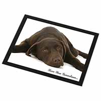 Chocolate Labrador Grandma Black Rim High Quality Glass Placemat