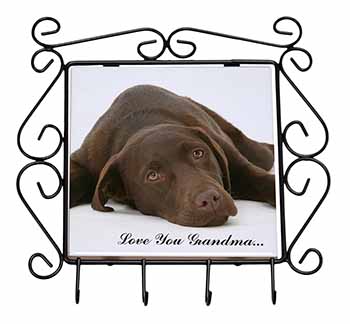 Chocolate Labrador Grandma Wrought Iron Key Holder Hooks