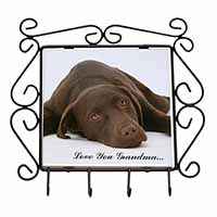 Chocolate Labrador Grandma Wrought Iron Key Holder Hooks