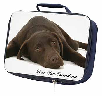 Chocolate Labrador Grandma Navy Insulated School Lunch Box/Picnic Bag
