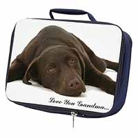 Chocolate Labrador Grandma Navy Insulated School Lunch Box/Picnic Bag