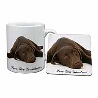 Chocolate Labrador Grandma Mug and Coaster Set