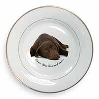 Chocolate Labrador Grandma Gold Rim Plate Printed Full Colour in Gift Box