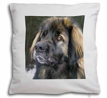 Black Leonberger Dog Soft White Velvet Feel Scatter Cushion