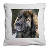 Black Leonberger Dog Soft White Velvet Feel Scatter Cushion