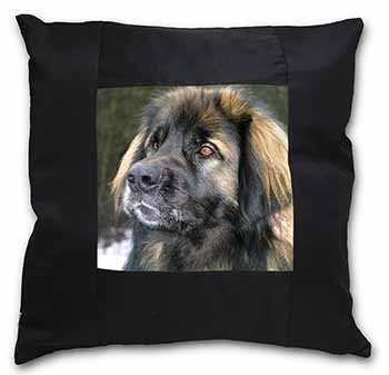 Black Leonberger Dog Black Satin Feel Scatter Cushion