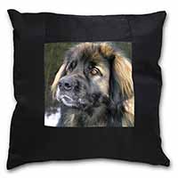 Black Leonberger Dog Black Satin Feel Scatter Cushion