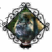 Black Leonberger Dog Wrought Iron Wall Art Candle Holder