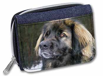 Black Leonberger Dog Unisex Denim Purse Wallet