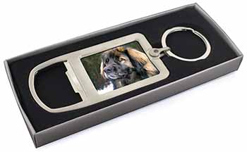 Black Leonberger Dog Chrome Metal Bottle Opener Keyring in Box