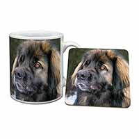 Black Leonberger Dog Mug and Coaster Set