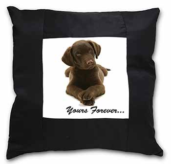 Chocolate Labrador Dog Love Black Satin Feel Scatter Cushion