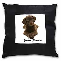 Chocolate Labrador Dog Love Black Satin Feel Scatter Cushion