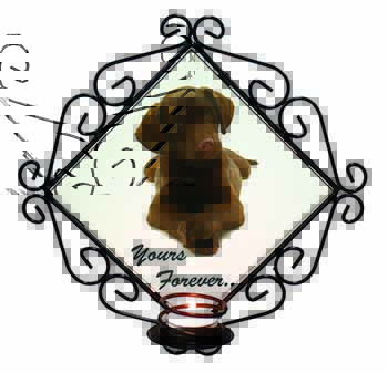 Chocolate Labrador Dog Love Wrought Iron Wall Art Candle Holder